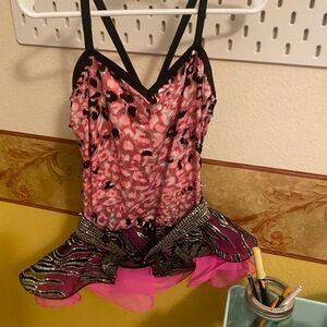 Pink Leopard Print Kids One Piece